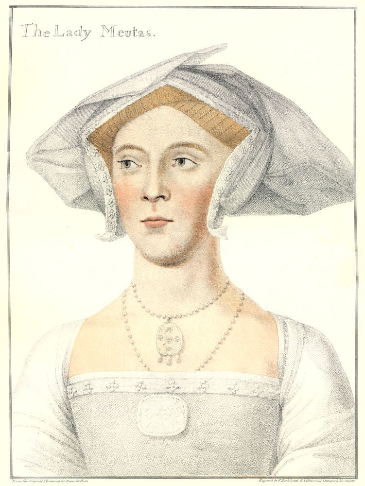 Lady Jane Meutys. Joan Ashley. Bartolozzi/Holbein. Henry VIII's court 1884